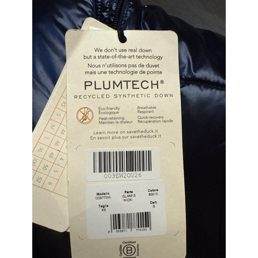 Save The Duck Nicki Short Puffer Coat Blue Women's Size 1 Small New With Tag - Picture 6 of 8